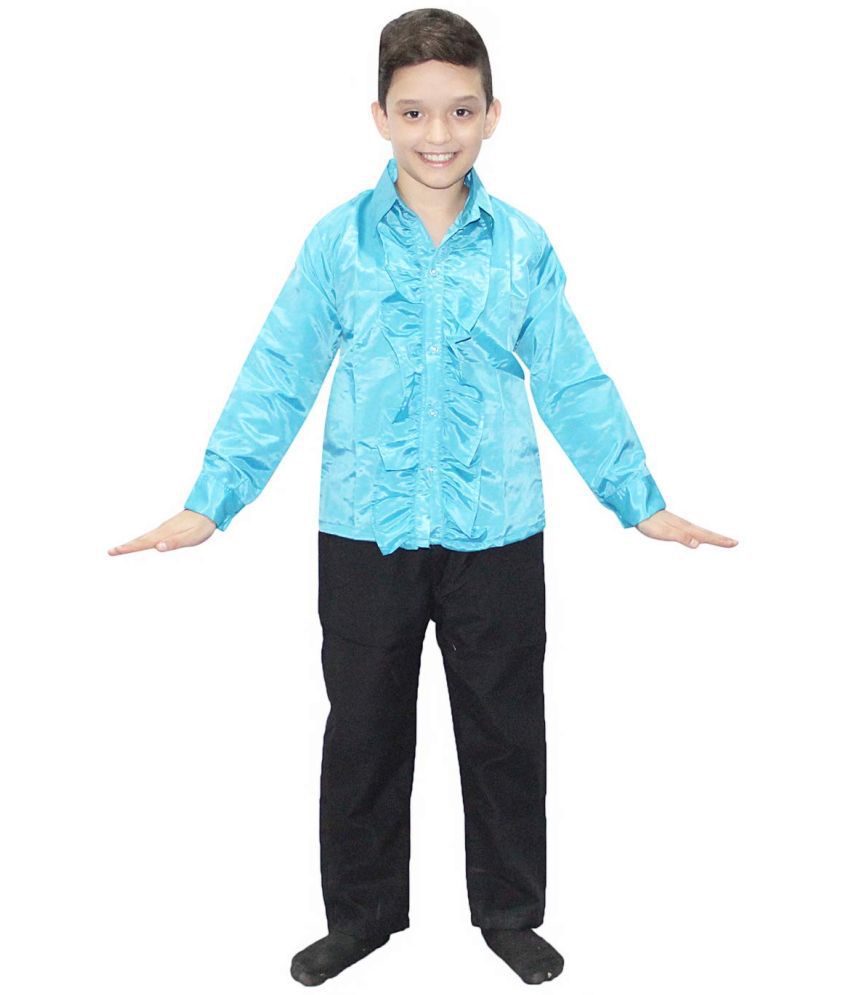     			Kaku Fancy Dresses Firozi Frill Shirt Western Costume -Blue, 5-6 Years, For Boys