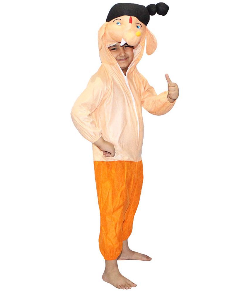     			Kaku Fancy Dresses Ganesha Cartoon/Super Hero Costume -Beige, 5-6 Years, For Boys