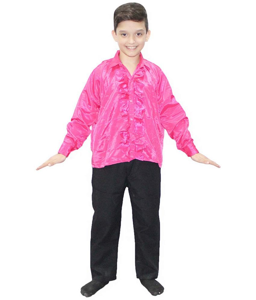     			Kaku Fancy Dresses Magenta Frill Shirt Western Costume -Magenta, 7-8 Years, For Boys