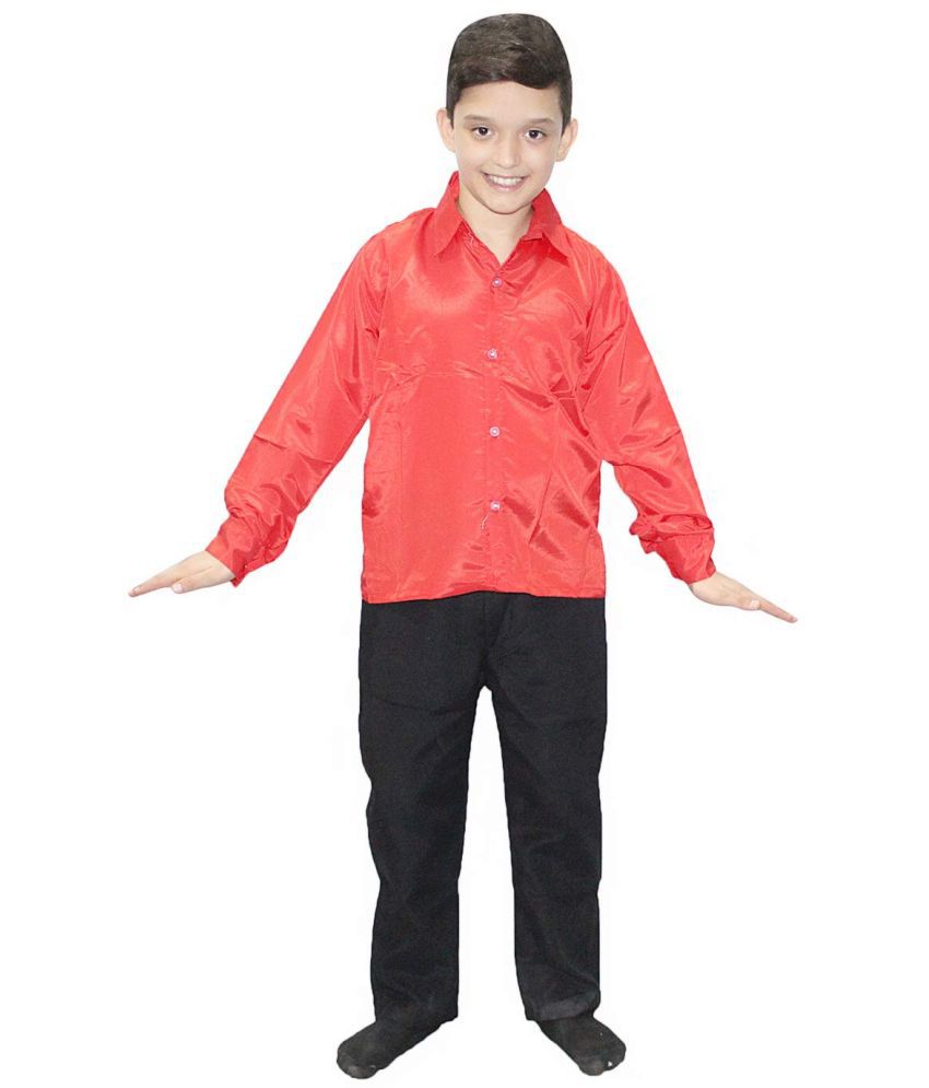     			Kaku Fancy Dresses Plain Red Shirt Western Costume -Red, 5-6 Years, for Boys