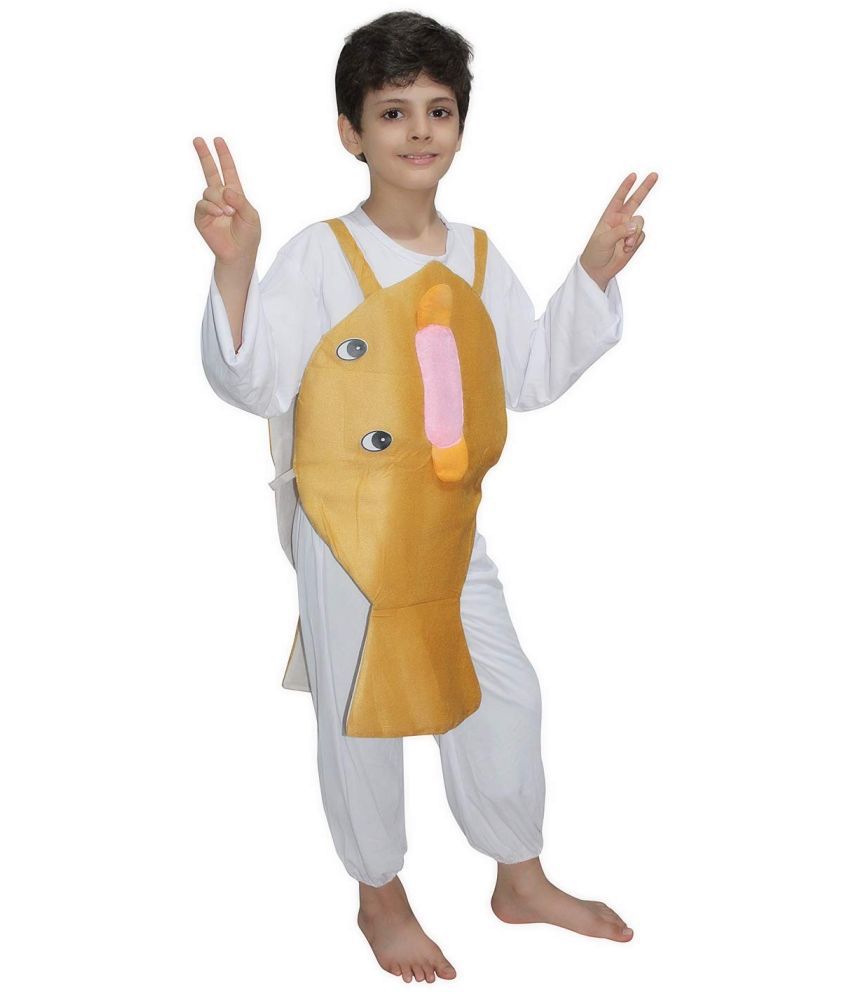     			Kaku Fancy Dresses Puffer Fish Costume -Mustard, 10-12 Years, For Boys & Girls
