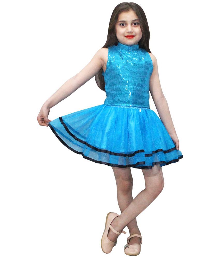     			Kaku Fancy Dresses Tu Tu Skirt Costume -Blue, 7-8 Years, For Girls