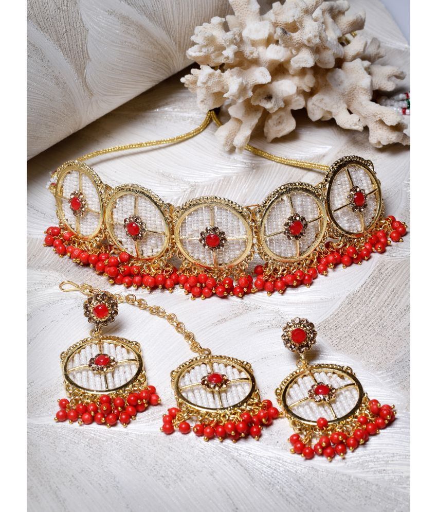     			Sukkhi Red Alloy Necklace Set ( Pack of 1 )