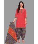 shree jeenmata collection - Red A-line Cotton Women's Stitched Salwar Suit ( Pack of 1 )