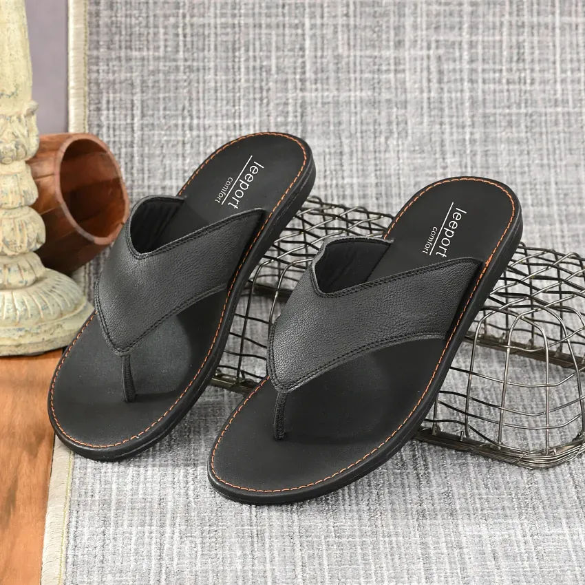 Leeport Black Flip Flops