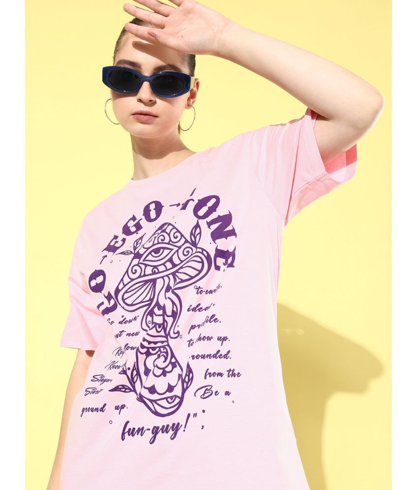     			Difference of Opinion - Pink Cotton Loose Fit Women's T-Shirt ( Pack of 1 )