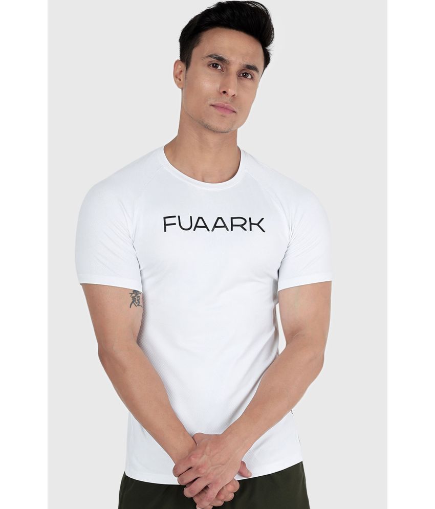     			Fuaark - White Polyester Slim Fit Men's Sports T-Shirt ( Pack of 1 )