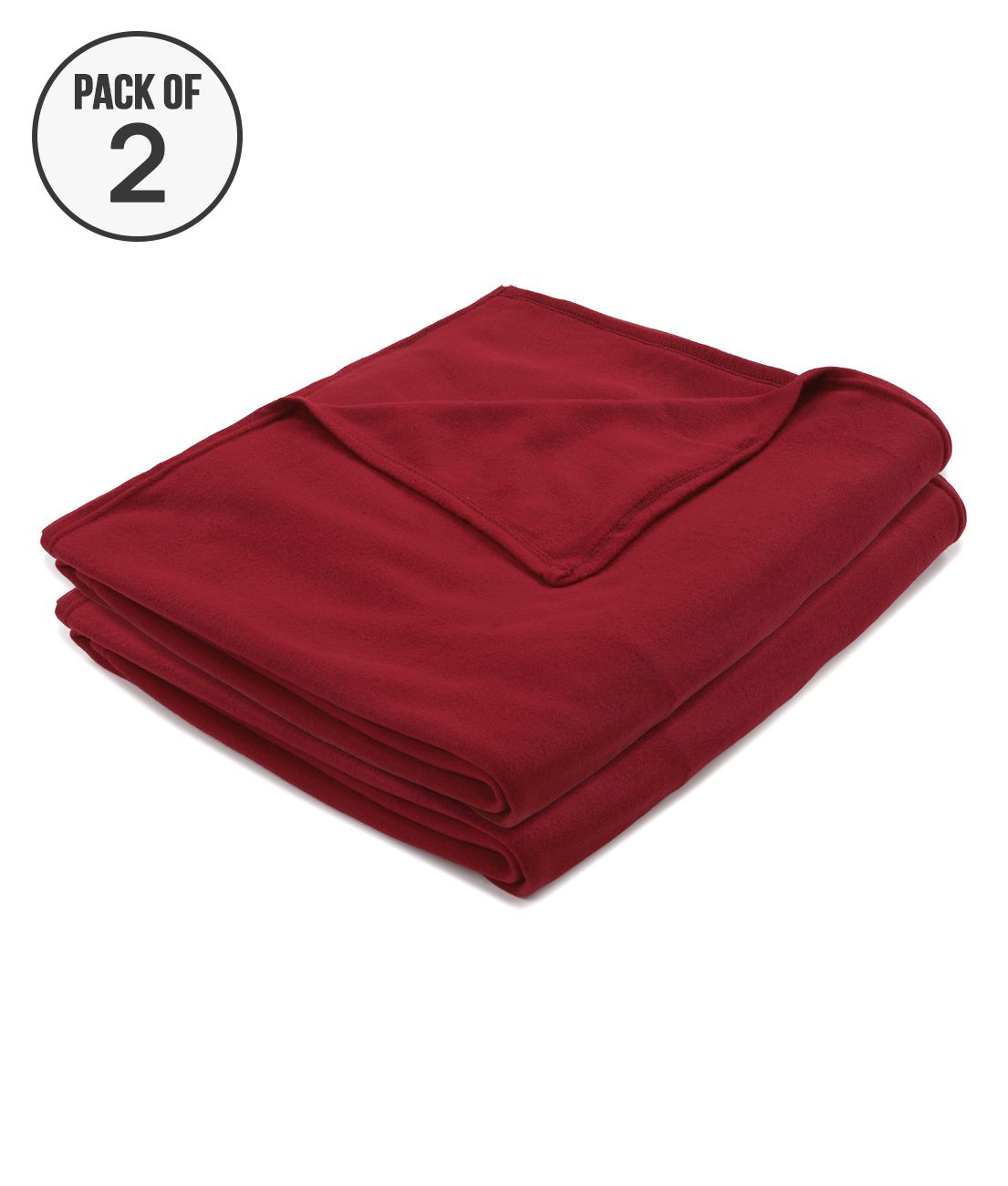 HOMETALES - Maroon Fleece Mild Winter Single Blanket Set ( Pack of 2 )
