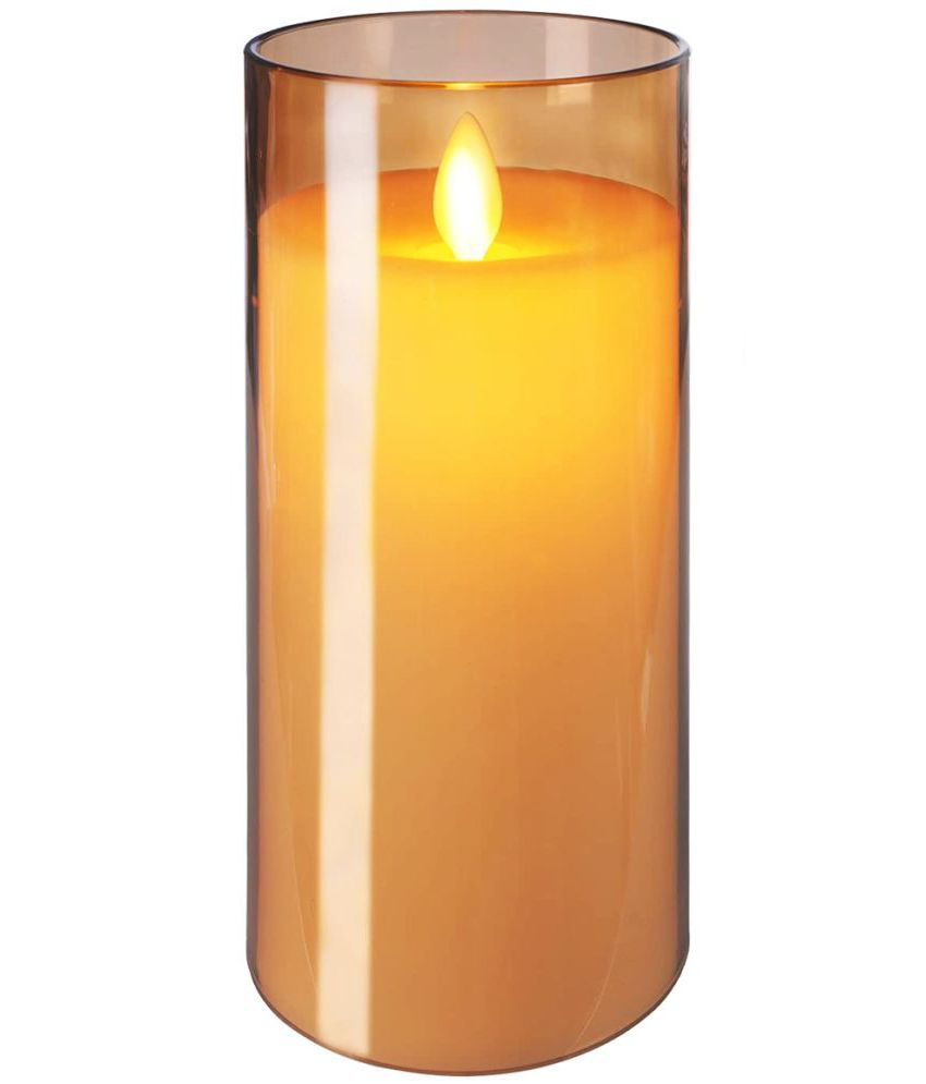     			LTETTES - Gold Unscented Pillar Candle 15 cm ( Pack of 1 )