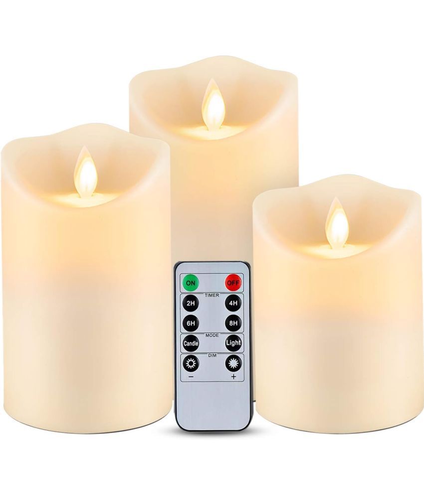     			LTETTES - White Unscented LED Votive Candle 15 cm ( Pack of 3 )