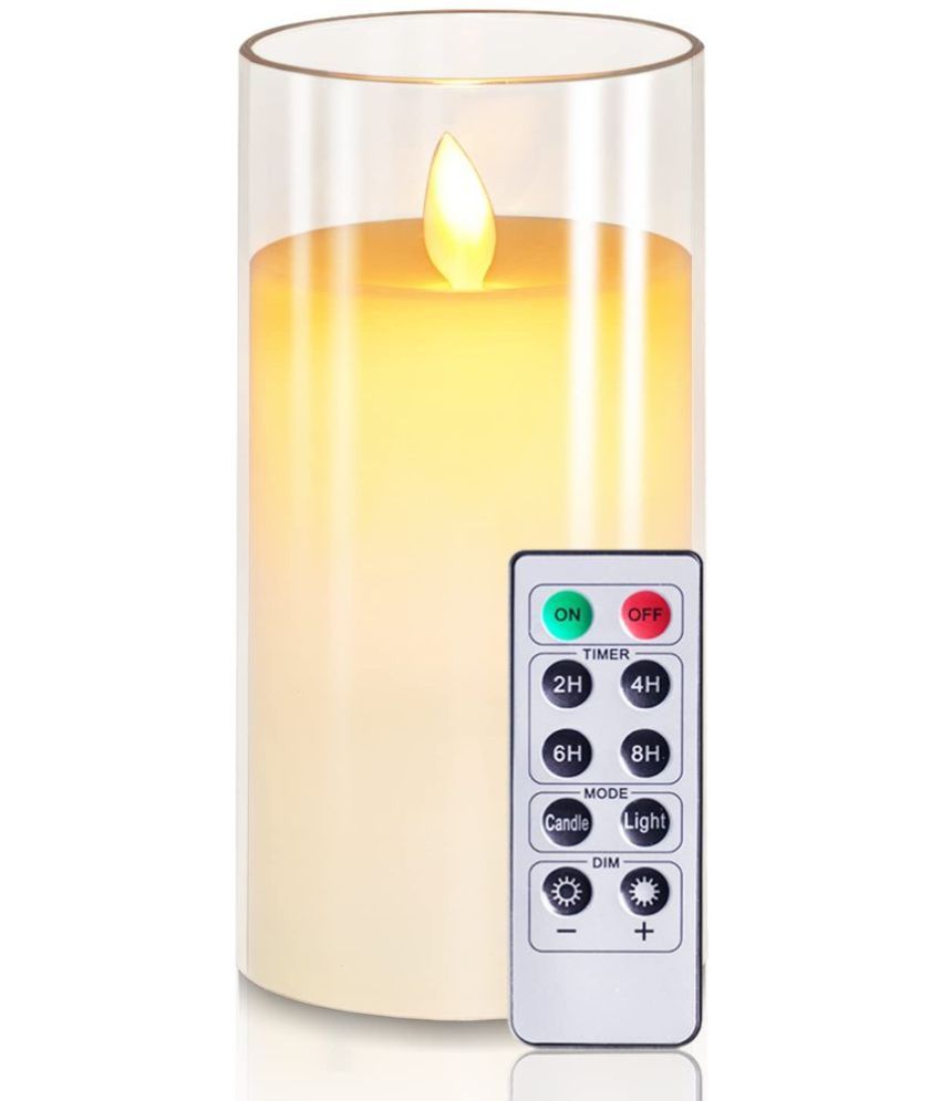     			LTETTES - White Unscented Pillar Candle 15 cm ( Pack of 1 )