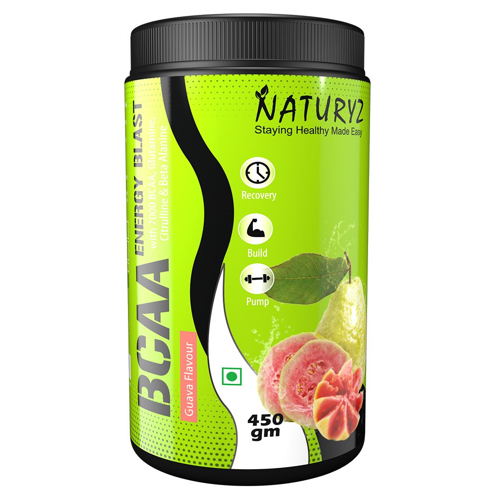     			NATURYZ Instantized BCAA Energy Blast with 7G BCAA, Glutamine, Citrulline & Beta Alanine BCAA (450 g, Guava)