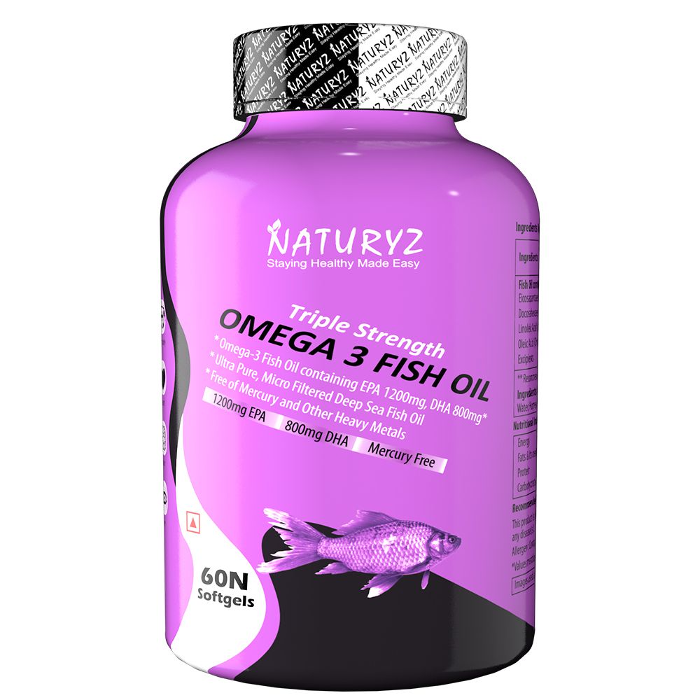     			NATURYZ Triple Strength Omega 3 Fish Oil with 2450 mg Omega 3-6-9(EPA 1200mg DHA 800mg) (60 Capsules)