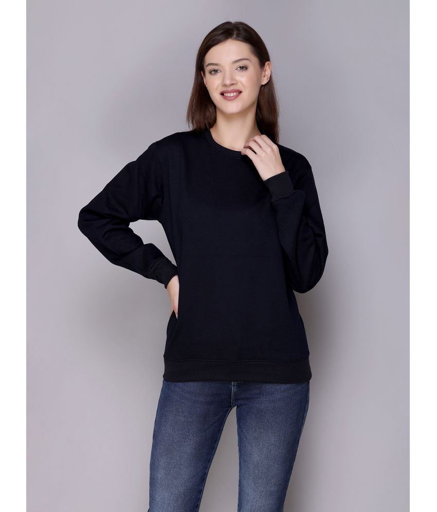     			OBAAN Cotton Blend Black Non Hooded Sweatshirt