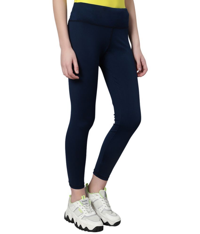     			Omtex Blue Polyester Solid Tights - Single