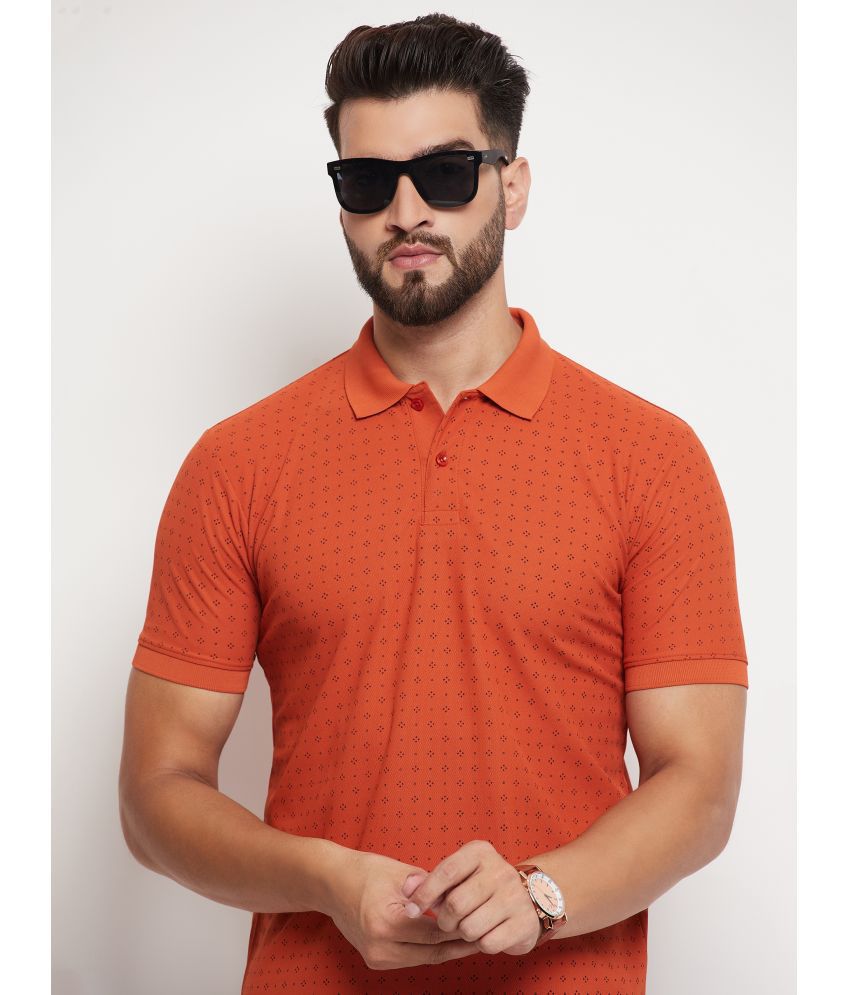     			Rare Cotton Blend Regular Fit Printed Half Sleeves Men's Polo T Shirt - Rust Brown ( Pack of 1 )