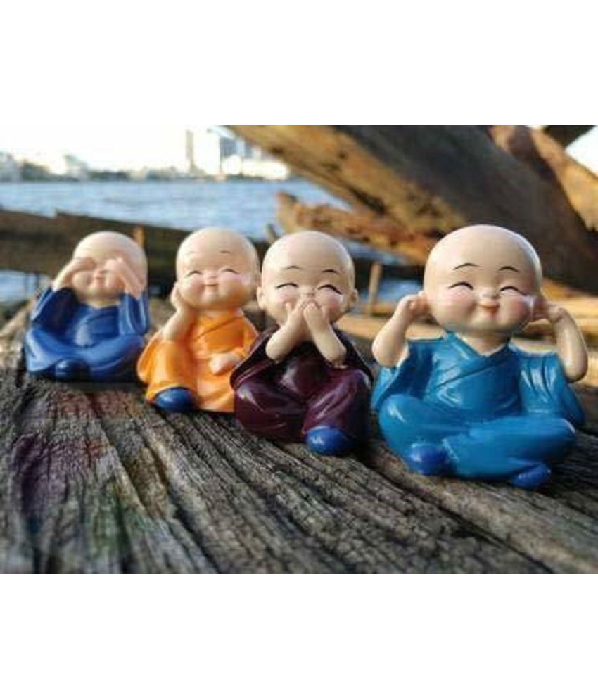     			SHYROCK Little Baby Monk Buddha 4pcs Resin Buddha Idol 5 x 4 cms Pack of 4