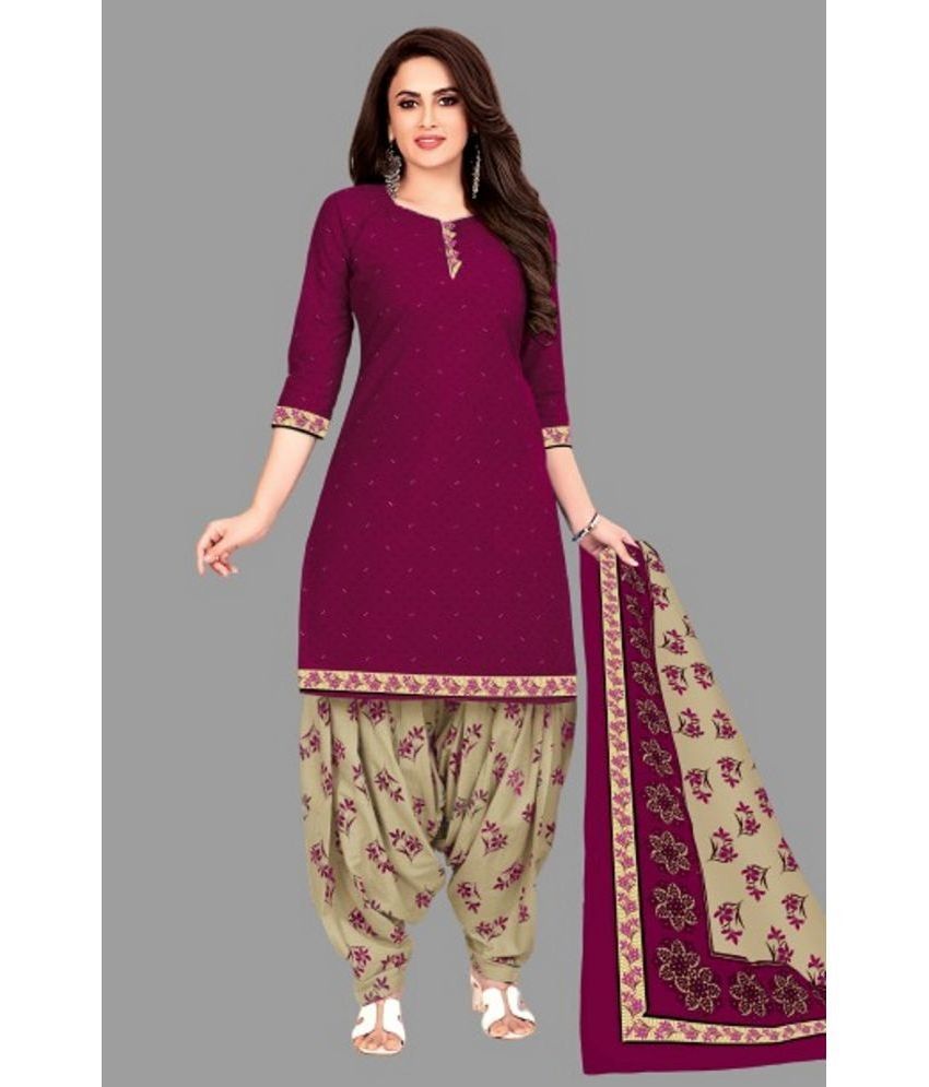     			SIMMU - Magenta Straight Cotton Women's Stitched Salwar Suit ( Pack of 1 )