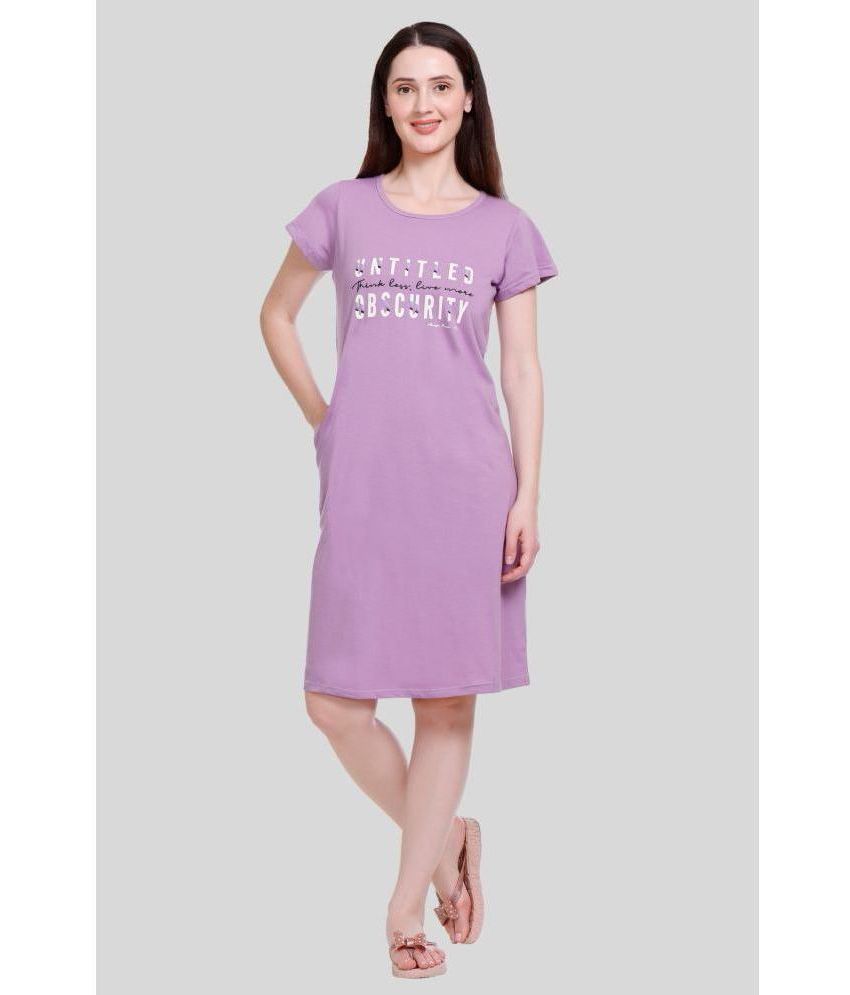     			White Moon - Purple Cotton Women's Nightwear Night T-Shirt ( Pack of 1 )