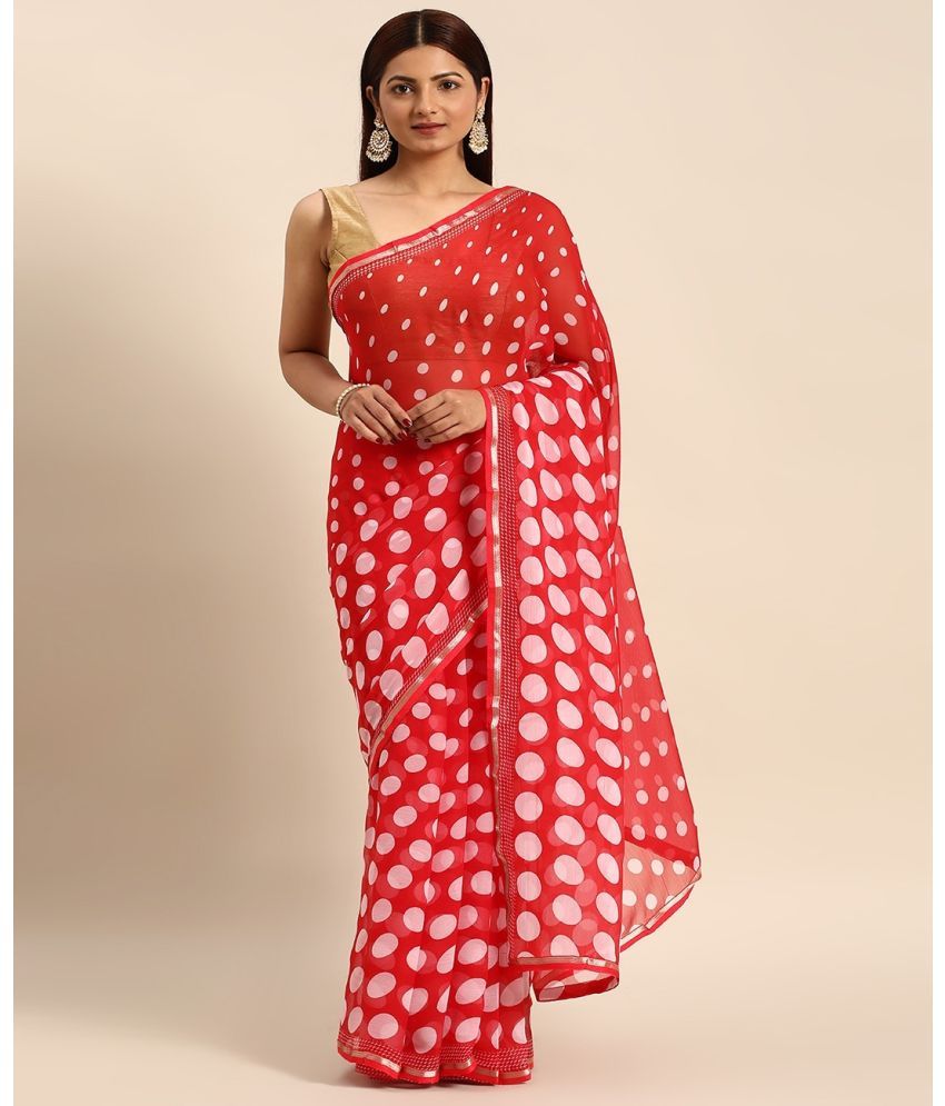     			Aishwarya Chiffon Printed Saree With Blouse Piece - Red ( Pack of 1 )