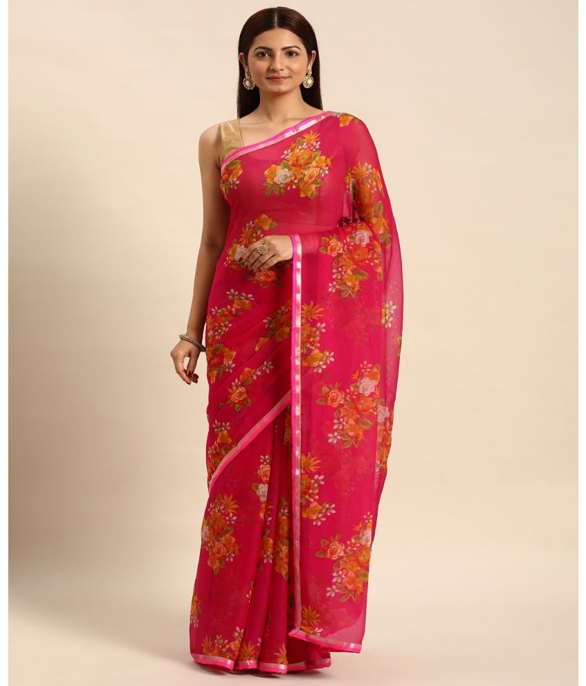     			Aishwarya Chiffon Printed Saree With Blouse Piece - Red ( Pack of 1 )