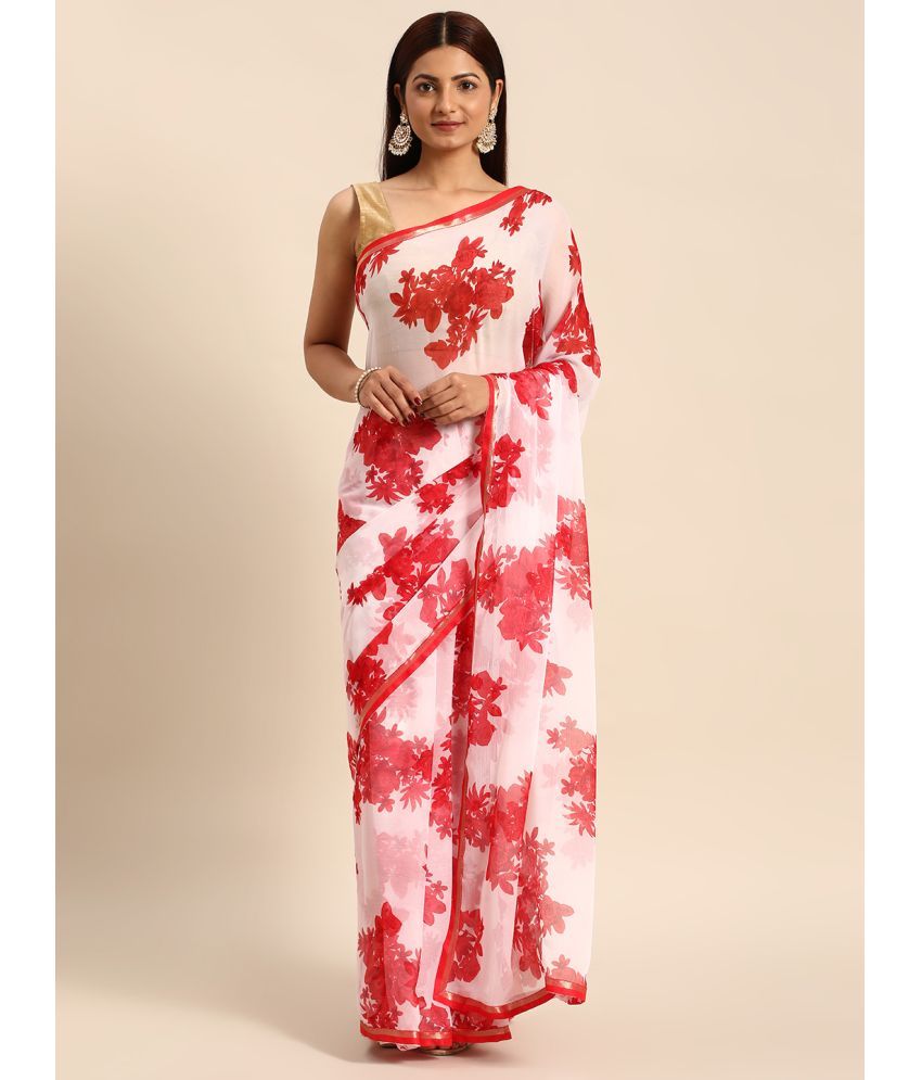     			Aishwarya Chiffon Printed Saree With Blouse Piece - Red ( Pack of 1 )