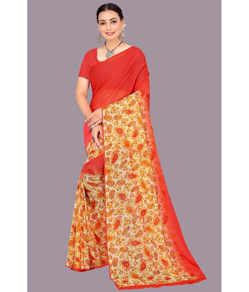     			Aishwarya Chiffon Printed Saree With Blouse Piece - Red ( Pack of 1 )