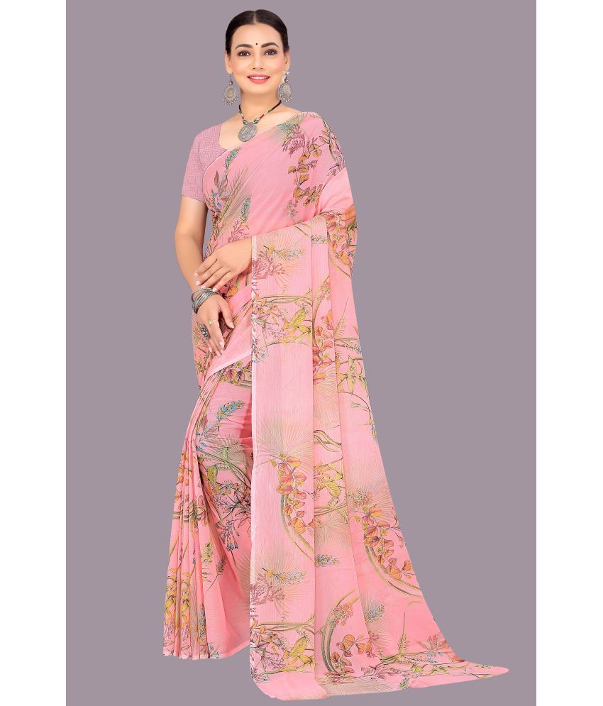     			Aishwarya Chiffon Printed Saree With Blouse Piece - Pink ( Pack of 1 )