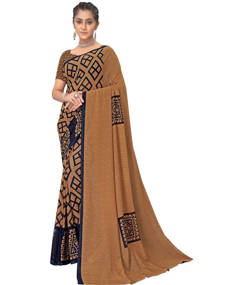     			Aishwarya Georgette Printed Saree With Blouse Piece - Brown ( Pack of 1 )