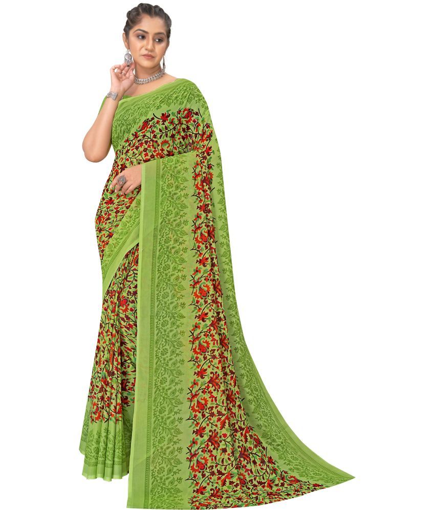     			Aishwarya Georgette Printed Saree With Blouse Piece - Green ( Pack of 1 )