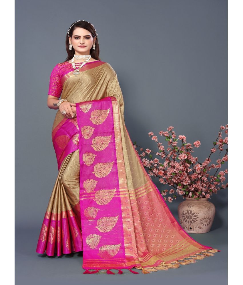     			Apnisha Silk Embellished Saree With Blouse Piece - Pink ( Pack of 1 )