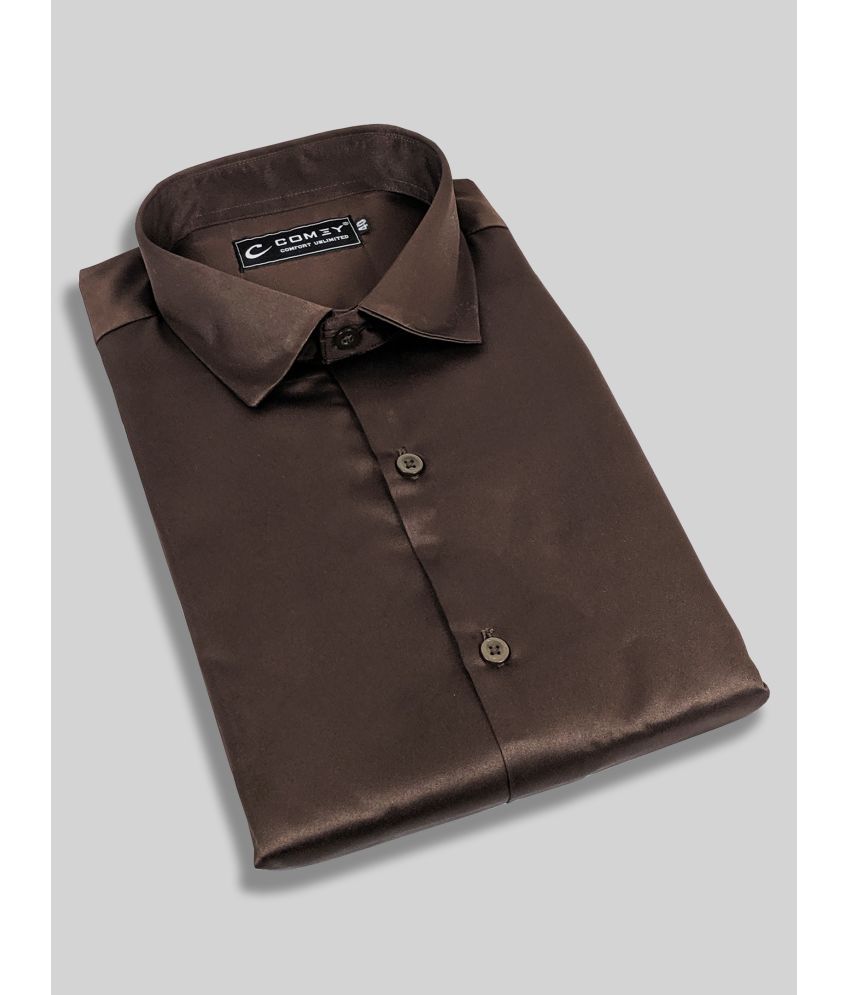    			Comey Satin Slim Fit Solids Full Sleeves Men's Casual Shirt - Brown ( Pack of 1 )