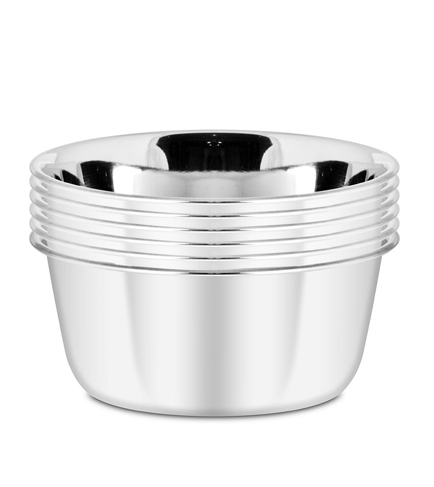     			HOMETALES Stainless steel bowls,Katori for Kitchen Serving, 400 ml per unit, Pack of 6
