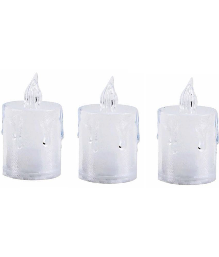     			VARKAUS - Off White LED Tea Light Candle 7 cm ( Pack of 3 )