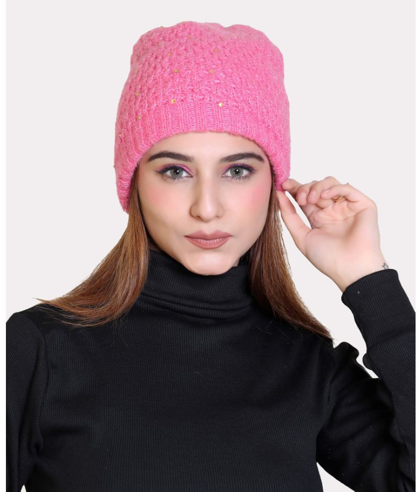     			Whyme Fashion - Pink Woollen Women's Cap ( Pack of 1 )
