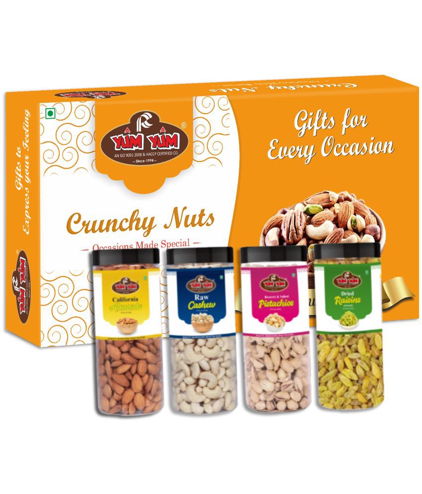     			YUM YUM 1kg Dry Fruits Gift Box (Diwali Celebration) (Almonds, Cashews, Pista & Raisin - 250g Each)