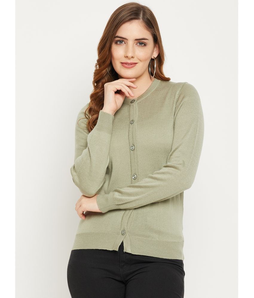     			zigo Woollen Round Neck Women's Buttoned Cardigans - Green ( )