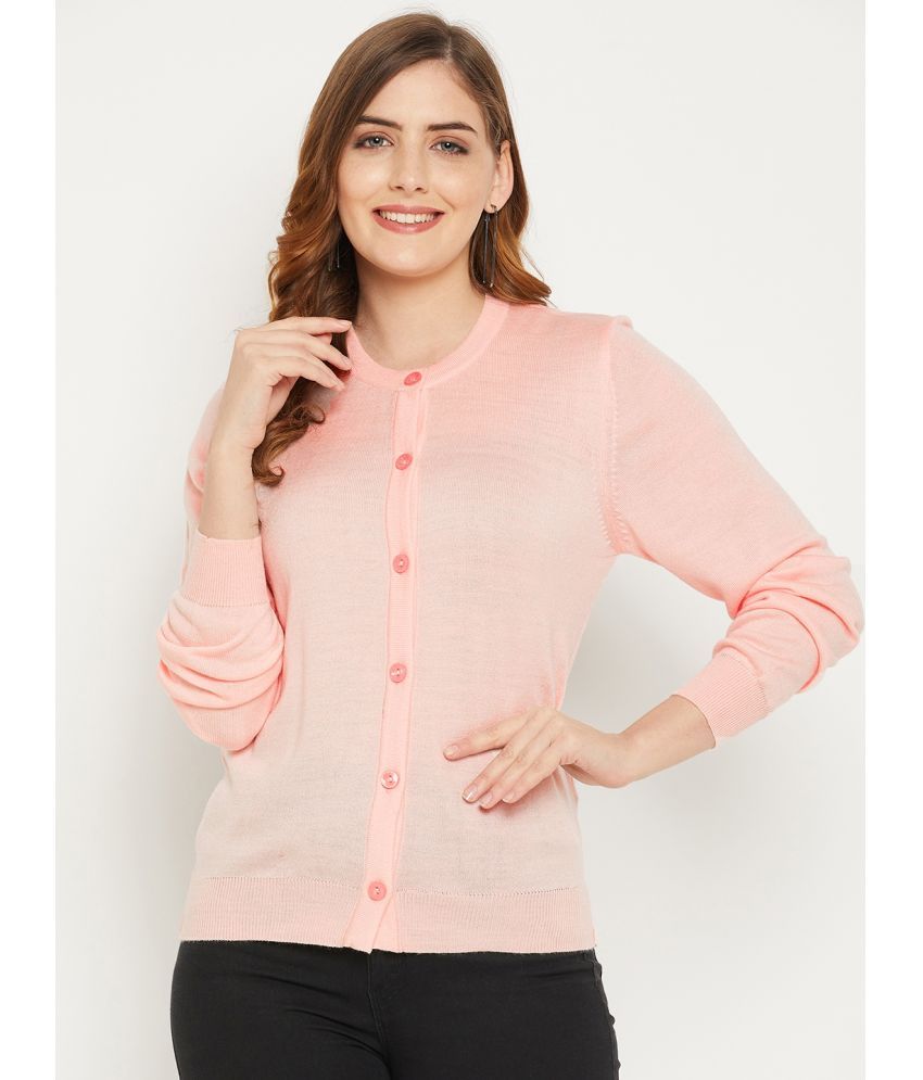     			zigo Woollen Round Neck Women's Buttoned Cardigans - Pink ( )