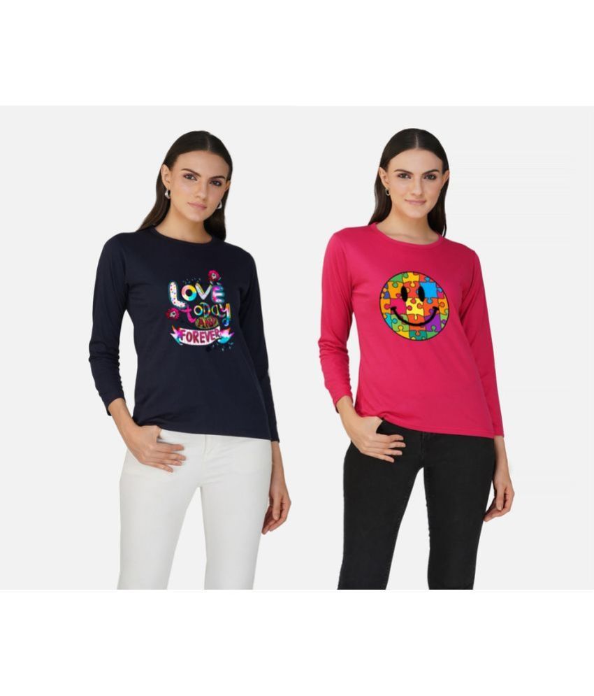     			CHOZI - Multi Color Cotton Regular Fit Women's T-Shirt ( Pack of 2 )