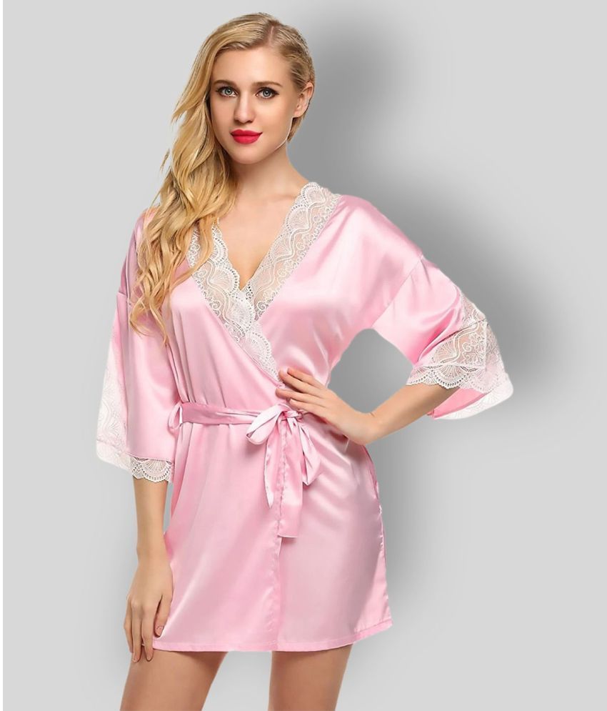     			ZYPRENT - Light Pink Satin Women's Nightwear Robes ( Pack of 1 )