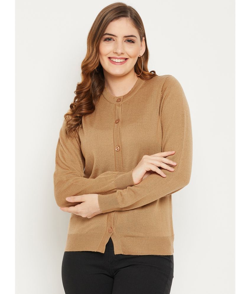     			zigo Woollen Round Neck Women's Buttoned Cardigans - Brown ( )