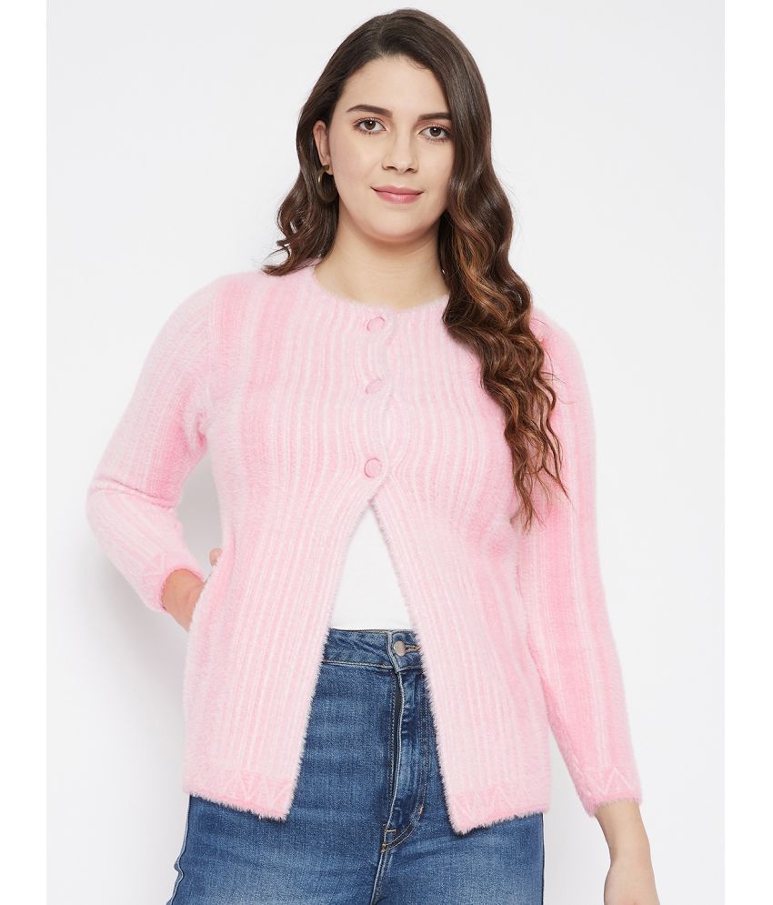     			zigo Woollen Round Neck Women's Buttoned Cardigans - Pink ( Single )