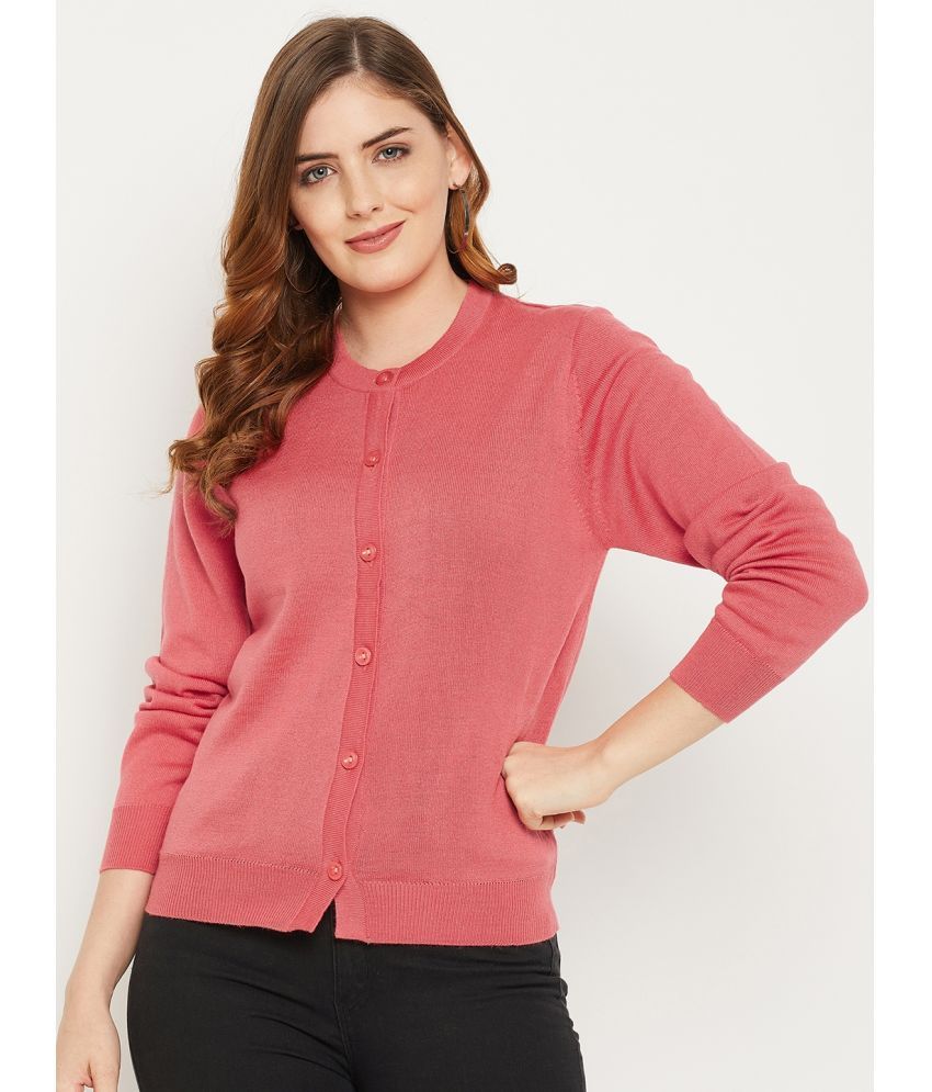     			zigo Woollen Round Neck Women's Buttoned Cardigans - Pink ( )