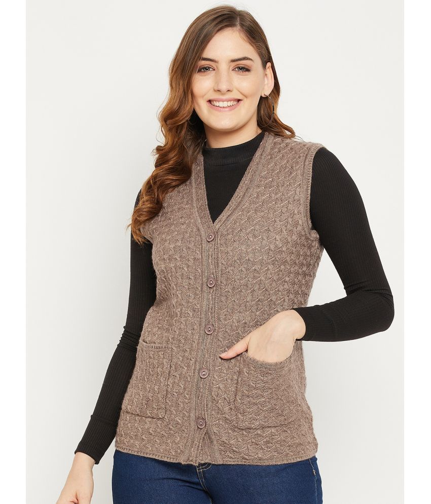     			zigo Woollen V Neck Women's Buttoned Cardigans - Brown ( )