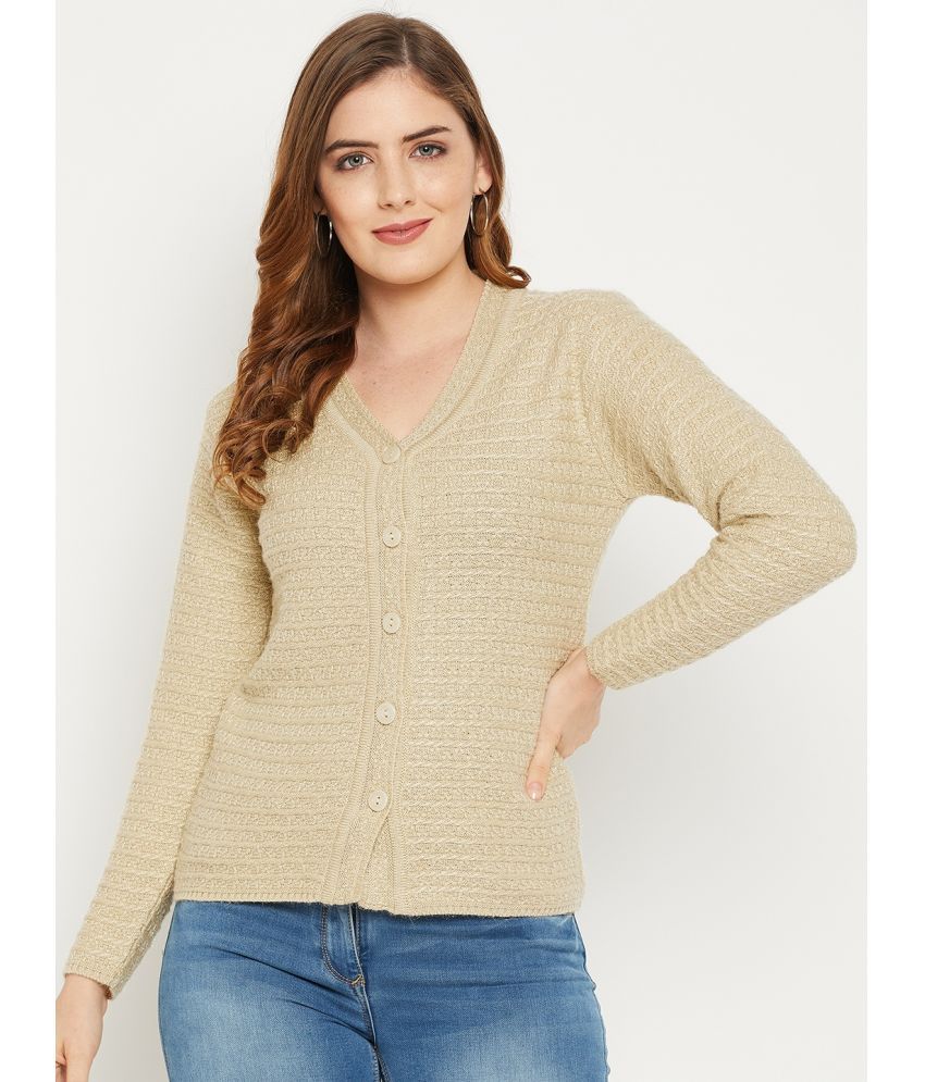     			zigo Woollen V Neck Women's Buttoned Cardigans - Beige ( )