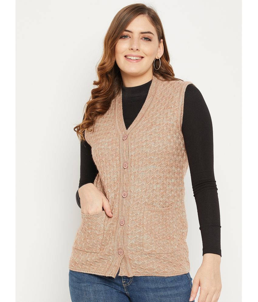     			zigo Woollen V Neck Women's Buttoned Cardigans - Brown ( )