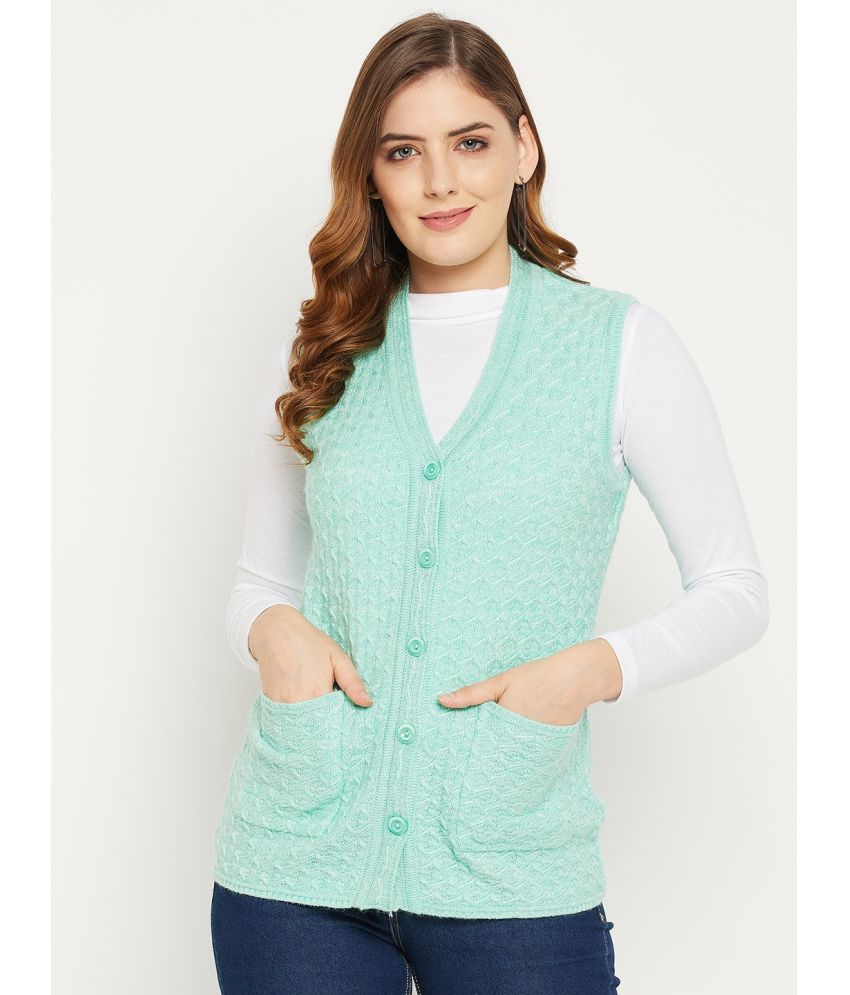     			zigo Woollen V Neck Women's Buttoned Cardigans - Green ( )