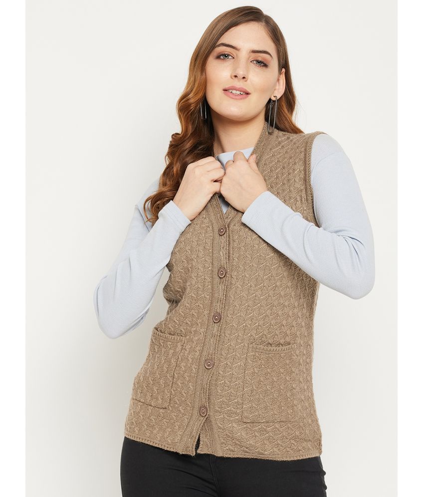     			zigo Woollen V Neck Women's Buttoned Cardigans - Beige ( )