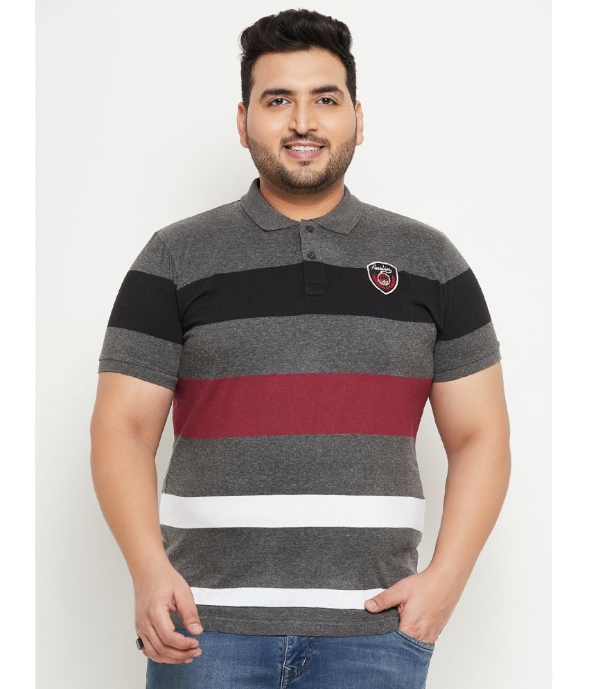     			AUSTIVO Cotton Blend Regular Fit Striped Half Sleeves Men's Polo T Shirt - Multicolor ( Pack of 1 )