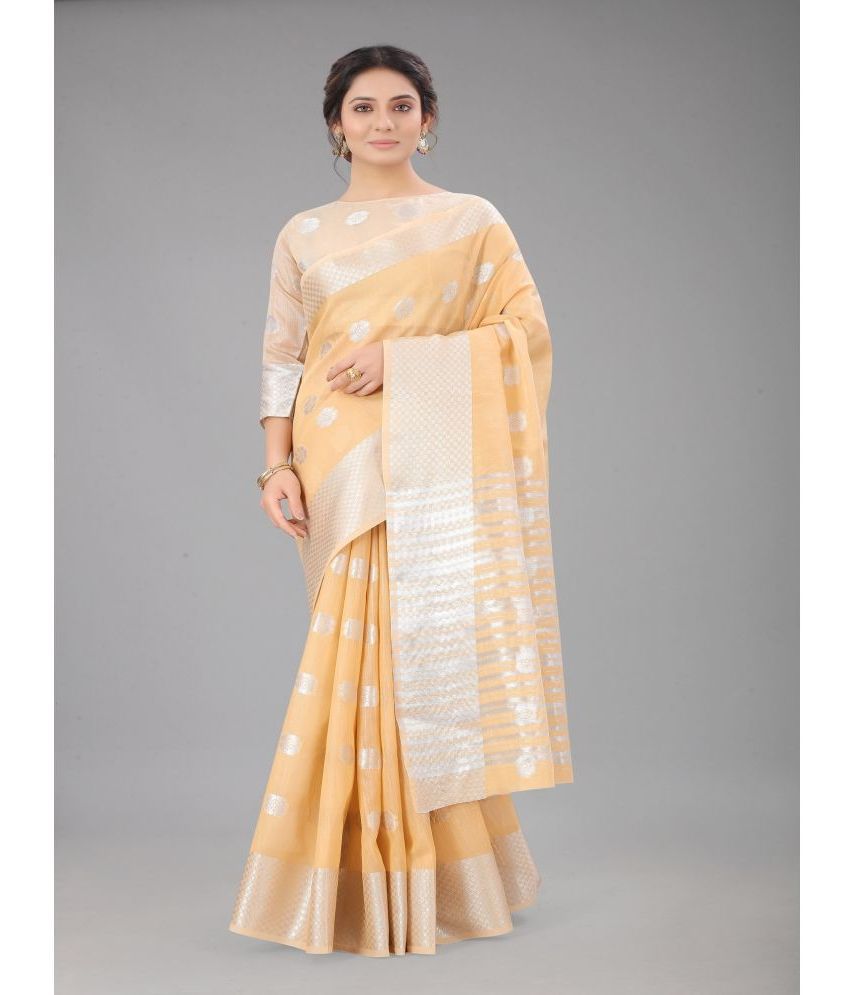     			Apnisha Cotton Silk Embellished Saree With Blouse Piece - Tan ( Pack of 1 )